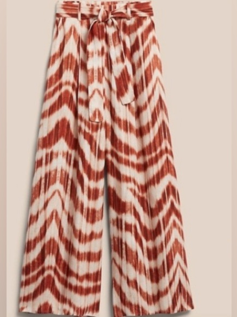 Banana Republic Rust and White Wide-Leg Tie-Waist Pants